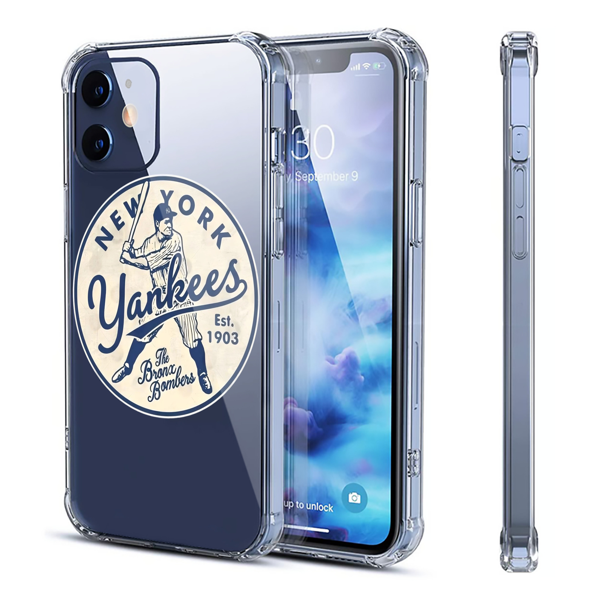 New York Yankees The Bronx Bombers Estd 1903 Clear IPhone 12 Case – Soft TPU With UV Print – Enhanced Drop Protection, Precise Fit, Anti-Fingerprint, Customizable Design, Scratch-Resistant, Yellow-Resistant